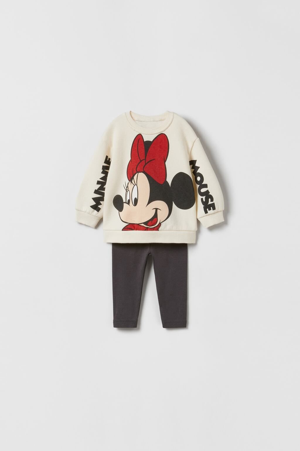 Yeni Sezon Minnie Mouse Baskılı Fitilli Taytlı Alt-Üst Takım