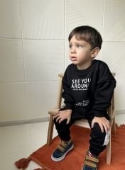 Yeni Sezon Unisex Çocuk Slogan Baskılı Alt-Üst Takım