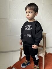 Yeni Sezon Unisex Çocuk Slogan Baskılı Alt-Üst Takım