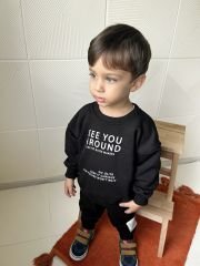 Yeni Sezon Unisex Çocuk Slogan Baskılı Alt-Üst Takım
