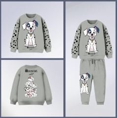 Yeni Sezon Unisex Çocuk 101 Dalmaçya Baskılı Alt-Üst Takım