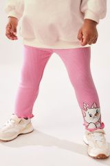 Yeni Sezon Kız Çocuk Baskılı Pamuklu Sweatshirt ve Fitilli Taytlı Alt-Üst İkili Takım
