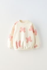 Yeni Sezon Kız Çocuk Pamuklu Kelebek Deseni Baskılı Sweatshirt ve Fitilli Taytlı Takım