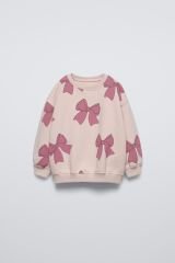 Yeni Sezon Kız Çocuk Pamuklu Kurdele Baskılı Sweatshirt ve Fitilli Taytlı Alt-Üst Takım
