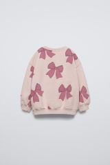 Yeni Sezon Kız Çocuk Pamuklu Kurdele Baskılı Sweatshirt ve Fitilli Taytlı Alt-Üst Takım