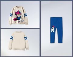 Yeni Sezon Kız Çocuk Minnie Mouse Baskılı Alt-Üst Taytlı Takım