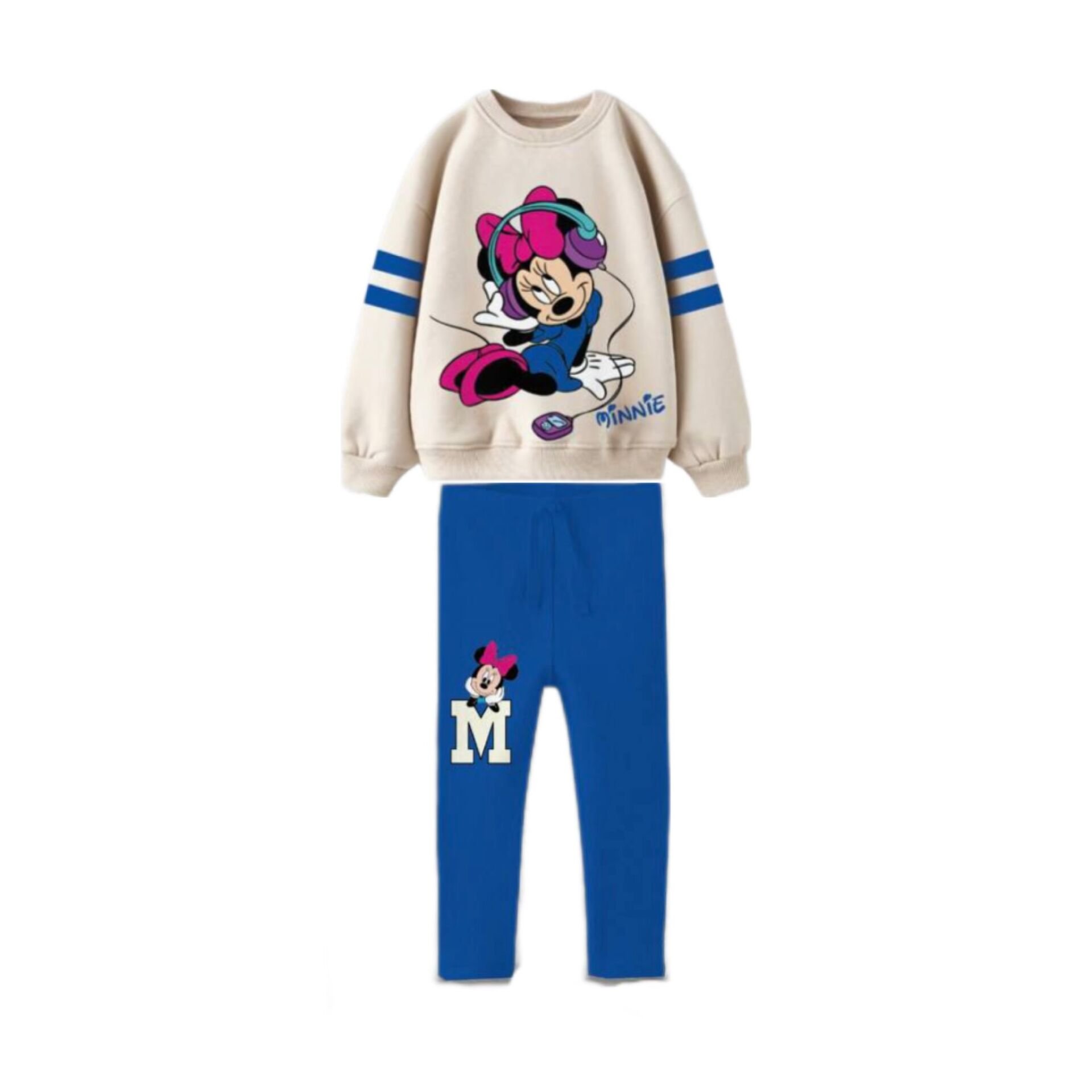 Yeni Sezon Kız Çocuk Minnie Mouse Baskılı Alt-Üst Taytlı Takım