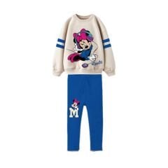 Yeni Sezon Kız Çocuk Minnie Mouse Baskılı Alt-Üst Taytlı Takım