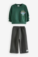 Yeni Sezon Kız Çocuk Baskılı Pamuklu Karakter Baskılı Sweatshirt ve Eşofman Altlı Ikili Takım