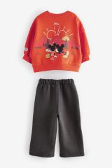 Yeni Sezon Kız Çocuk Minnie And Mickey Mouse Baskılı Pamuklu Sweatshirt ve Eşofman Altlı Ikili Takım