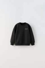 Yeni Sezon Unisex Çocuk Baskılı Şardonsuz Siyah Renk Alt-Üst Takım