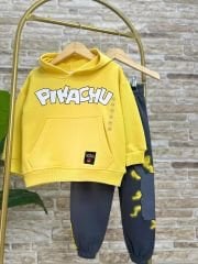 Yeni Sezon Erkek Çocuk Karakter Baskılı Pamuklu Kapüşonlu Sweatshirt ve Eşofman Alt-Üst Takım