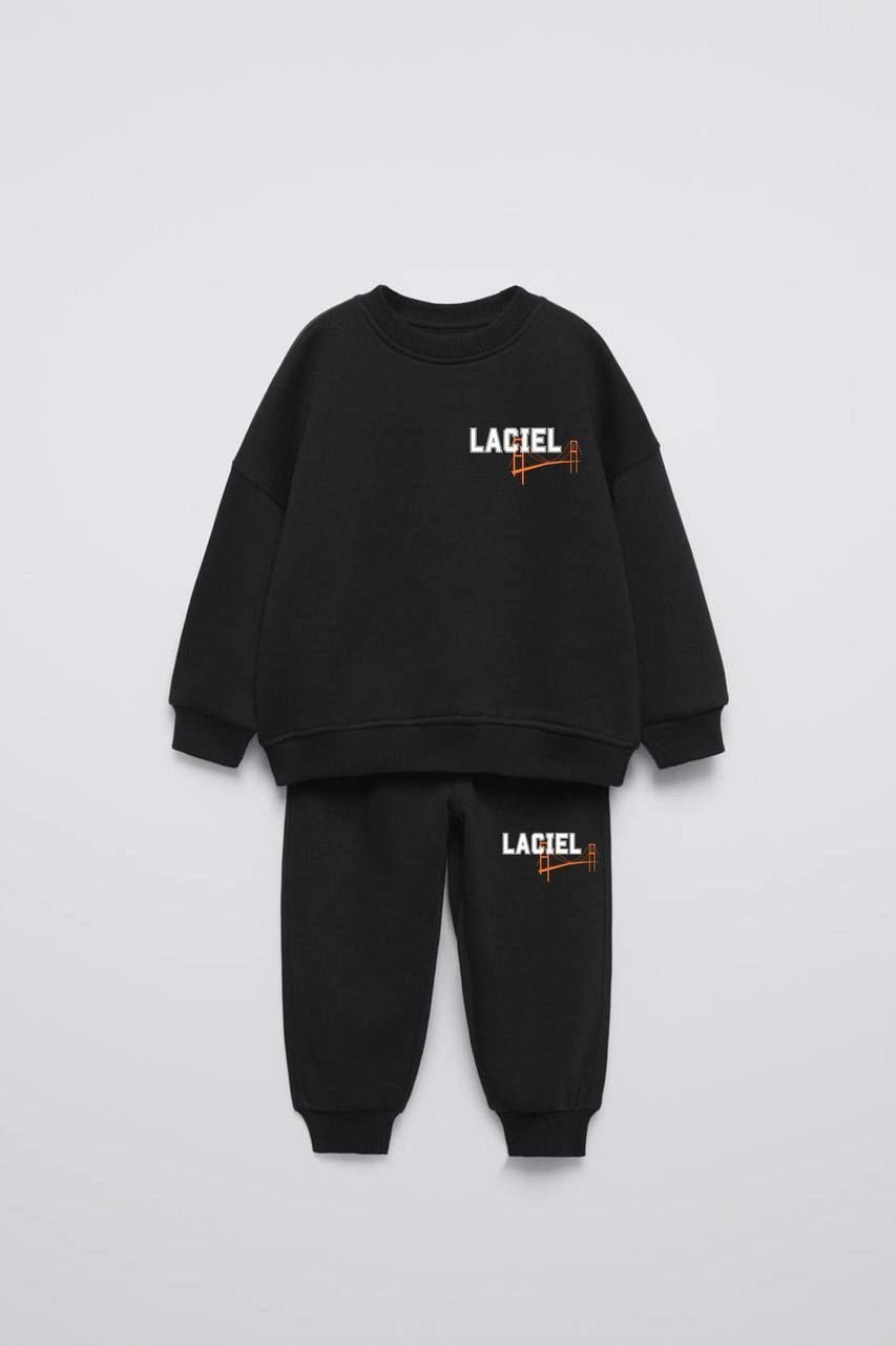 Yeni Sezon Unisex Çocuk Baskılı Pamuklu Sweatshirt ve Eşofman Alt-Üst Ikili Takım