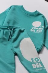 Yeni Sezon Erkek Çocuk Baskılı Pamuklu 3 Iplik Şardonsuz Sweatshirt ve Eşofman Alt-Üst Takım