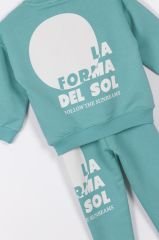 Yeni Sezon Erkek Çocuk Baskılı Pamuklu 3 Iplik Şardonsuz Sweatshirt ve Eşofman Alt-Üst Takım