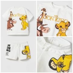 Yeni Sezon Erkek Çocuk Simba Baskılı Alt-Üst Şortlu Yazlık Takım