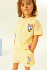 Yeni Sezon Kız Çocuk Daisy Duck Baskılı Alt-Üst Şortlu Takım