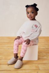 Yeni Sezon Kız Çocuk Hello Kity Baskılı Pamuklu Sweatshirt ve Fitilli Taytlı Takım