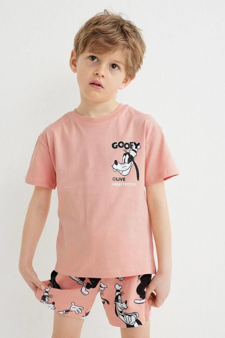 Yeni Sezon Erkek Çocuk Goofy Baskılı Şortlu Takım