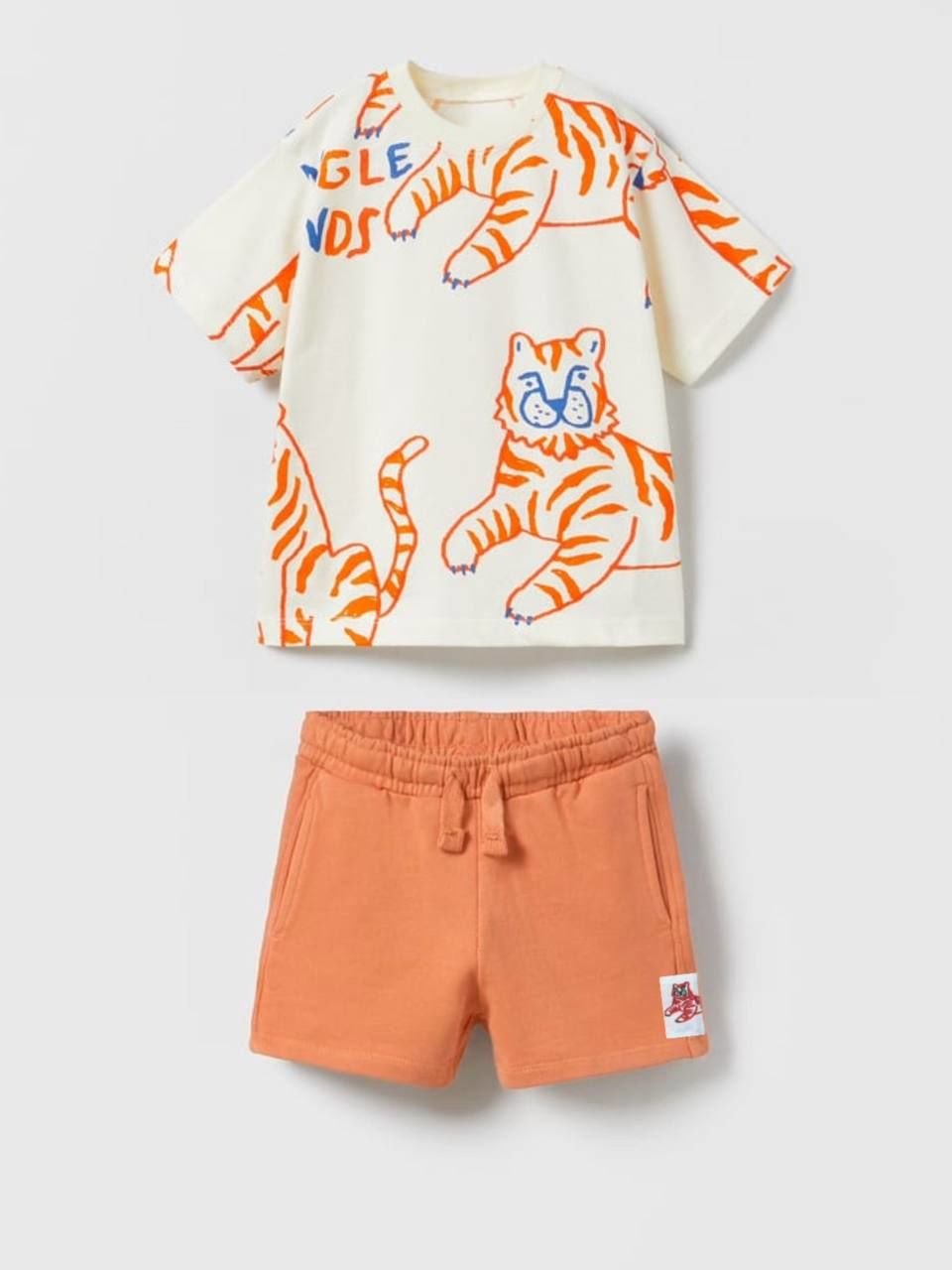 Yeni Sezon Erkek Çocuk Tiger Baskılı Alt-Üst Şortlu 2'li Takım