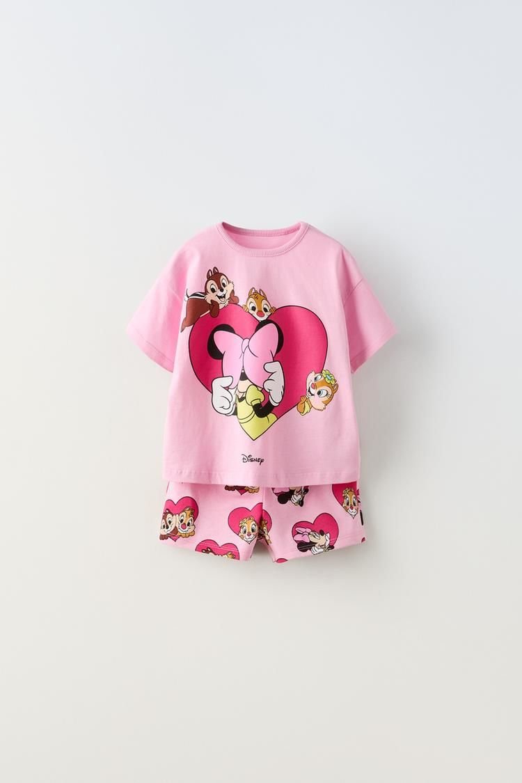 Yeni Sezon Kız Çocuk Minnie Mouse and Friends Baskılı Alt-Üst İkili Şortlu Takım