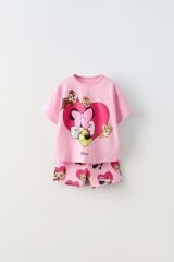 Yeni Sezon Kız Çocuk Minnie Mouse and Friends Baskılı Alt-Üst İkili Şortlu Takım