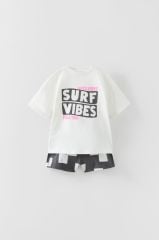 Yeni Sezon Erkek Çocuk Surf Vibes Baskılı Alt-Üst Takım