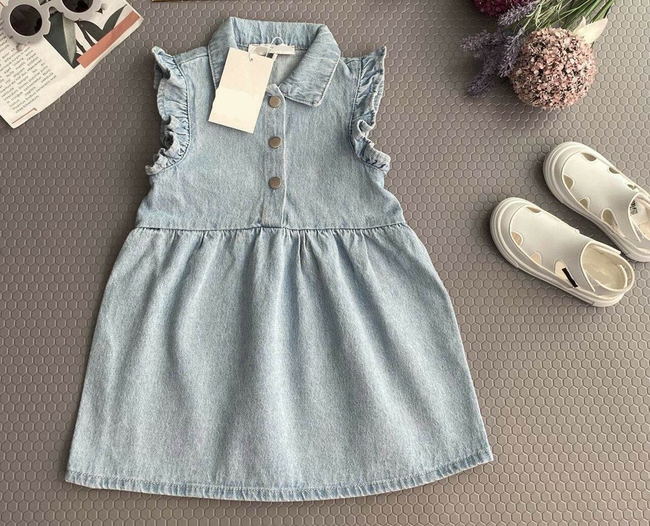 Yeni Sezon Kız Çocuk Jean Elbise