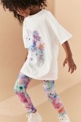 Yeni Sezon Kız Çocuk Bisiklet Yaka Unicorn Baskılı Alt-Üst Taytlı Takım