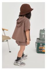 Yeni Sezon Unisex Çocuk Smile Baskılı Kahverengi İkili Takım