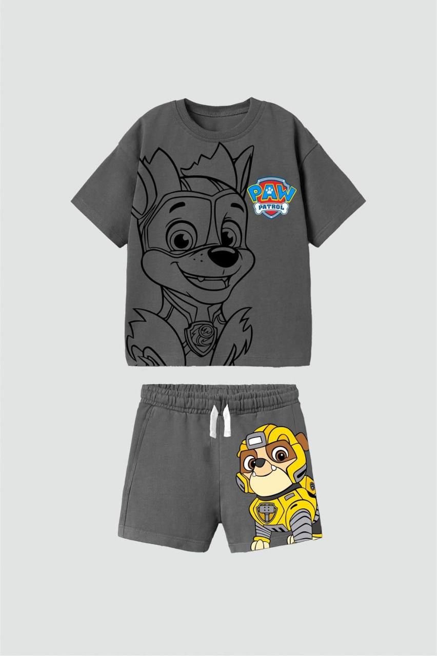 Yeni Sezon Erkek Çocuk Paw Patrol Baskılı Alt-Üst Şortlu Takım