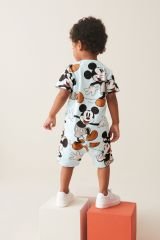 Yeni Sezon Erkek Çocuk Mickey Mouse Baskılı Pamuklu T-shirt ve Şortlu Alt-Üst İkili Yazlık Takım