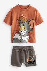 Yeni Sezon Erkek Çocuk Tom and Jerry Baskılı Alt-Üst Şortlu Takım