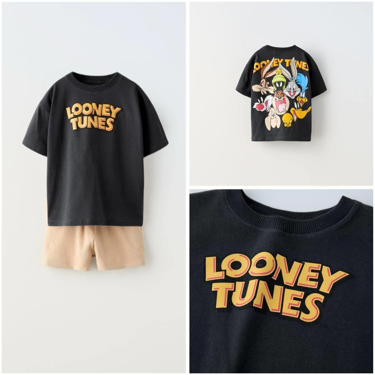 Yeni Sezon Erkek Çocuk Looney Tunes Baskılı Alt-Üst Şortlu İkili Takım