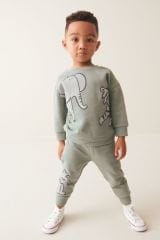 Yeni Sezon Erkek Çocuk Hayvan Deseni Baskılı Sweatshirt ve Eşofman Alt-Üst İkili Takım