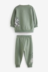 Yeni Sezon Erkek Çocuk Hayvan Deseni Baskılı Sweatshirt ve Eşofman Alt-Üst İkili Takım