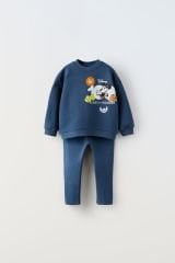 Yeni Sezon Kız Çocuk Mickey Mouse Baskılı Fitilli Taytlı Takım