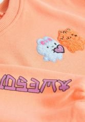 Yeni Sezon Kız Çocuk Baskılı Pamuklu 3 İplik Şardonsuz Sweatshirt ve Fitilli Taytlı Alt-Üst Takım